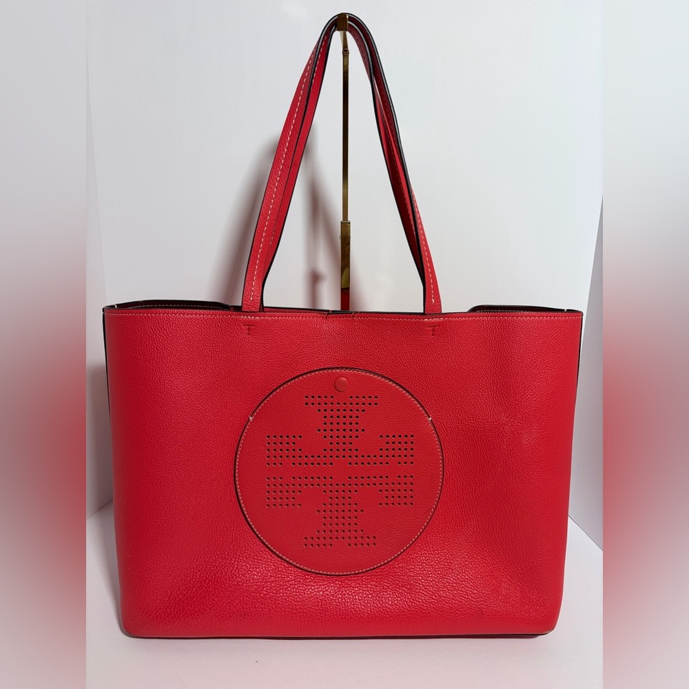 Tory Burch Vibrant Red Logo Tote